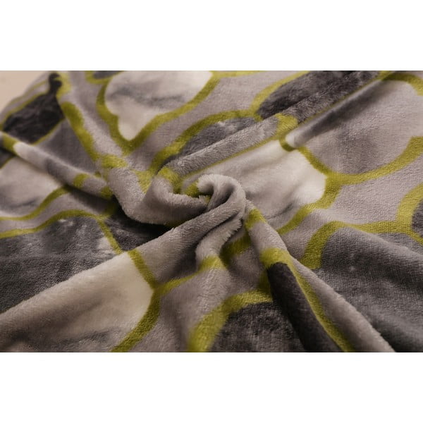 Zaļa/pelēka vienvietīga mikroplīša gultas veļa 140x200 cm – My House-image-1