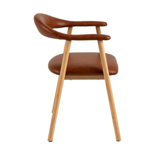 Konjakbrūni/dabīga toņa mākslīgās ādas pusdienu krēsli (2 gab.) Addi – Actona-image-3