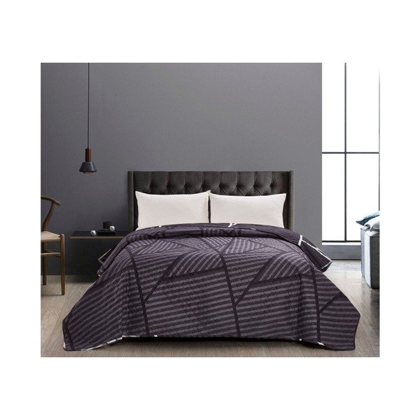 Melns divpusējs mikrošķiedras pārklājs DecoKing Catmint, 170 x 270 cm-image-1