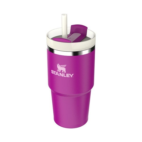 Rozā nerūsējošā tērauda termoss ar salmiņu 600 ml Quencher H2.0 FlowState Tumbler Violet Blossom – Stanley-image-1