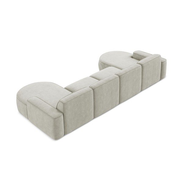 Krēmkrāsas (U veida) stūra dīvāns no šenila auduma Omao – Makamii-image-3