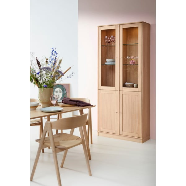 Ozolkoka imitācijas vitrīna ar apgaismojumu 89x199 cm Mistral – Hammel Furniture-image-1