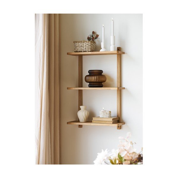 Dabīga toņa daudzlīmeņu ozola masīvkoka sienas plaukts 20 cm Townsville – House Nordic-image-1