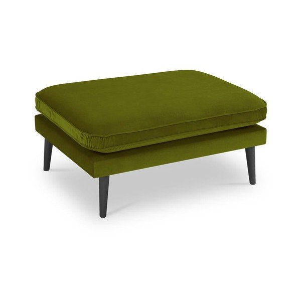 Zaļš samta kāju soliņš ar melnām kājām Kooko Home Lento-image-2