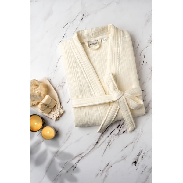 Krēmkrāsas muslīna halāts L/XL Kimono – Foutastic-image-3