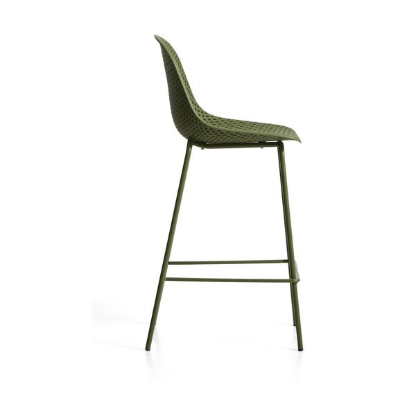 Zaļš metāla/plastmasas dārza bāra krēsls Quinby – Kave Home-image-3