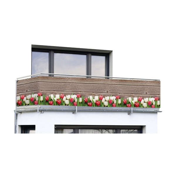 Brūns plastmasas balkona aizslietnis 500x85 cm Tulips – Maximex