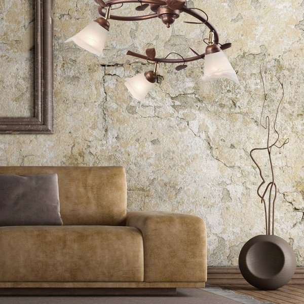 Tumši brūna griestu lampa ar stikla abažūru ø 13 cm Bluszcz – LAMKUR-image-1