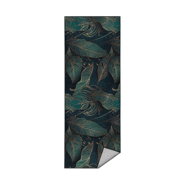 Zaļganzils mazgājams celiņa paklājs 80x200 cm Midnight Jungle – Mila Home
