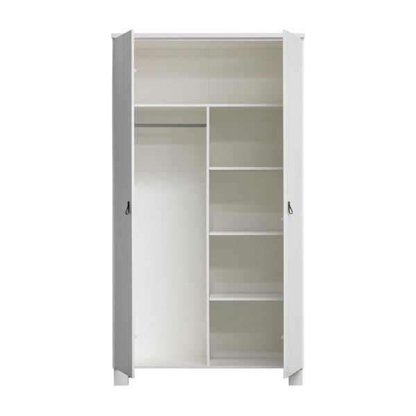 Balts priedes masīvkoka drēbju skapis 111x202 cm Ties – WOOOD-image-2