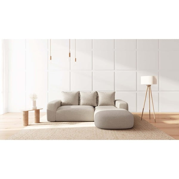 Krēmkrāsas stūra dīvāns no buklē auduma (labais stūris) Feiro – MESONICA-image-1