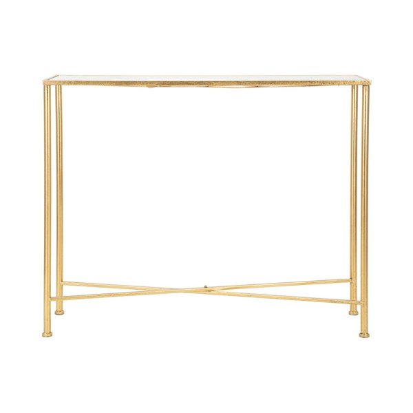 Balts/zelta krāsas konsoles galds ar stikla galda virsmu 35x100 cm Butterflies – Mauro Ferretti-image-3