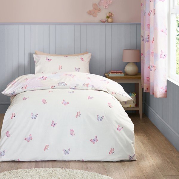 Rozā vienguļamā bērnu gultas veļa 135x200 cm Ombre Butterflies – Catherine Lansfield-image-3