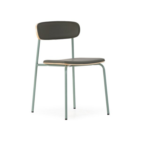 Tumši zaļi polsterēti pusdienu krēsli saliekami vieni uz otra (2 gab.) Saula – Marckeric