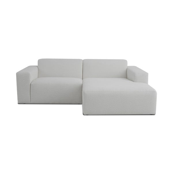 Balts stūra dīvāns no buklē auduma (ar labo stūri) Roxy – Scandic