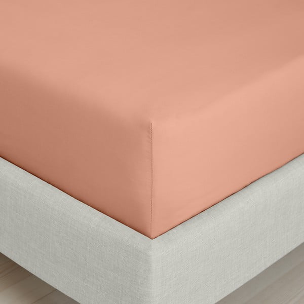 Terakotas oranžs palags no kokvilnas perkala ar gumiju 90x190 cm Cotton Percale – Bianca-image-3