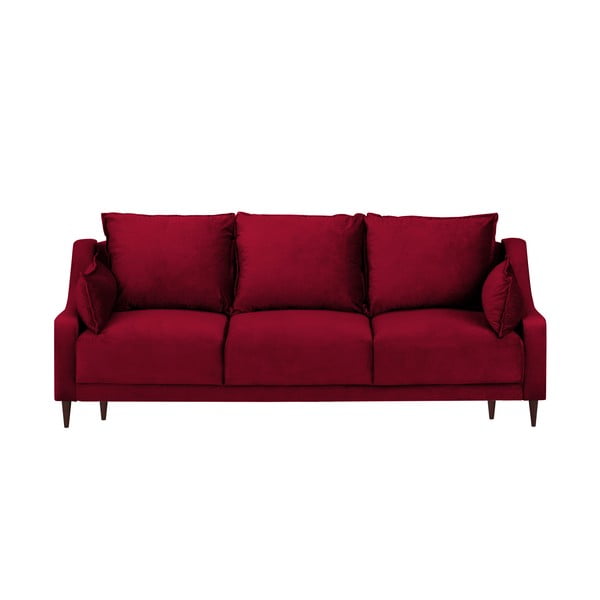 Sarkans samta izvelkamais dīvāns ar veļas kasti Mazzini Sofas Freesia, 215 cm