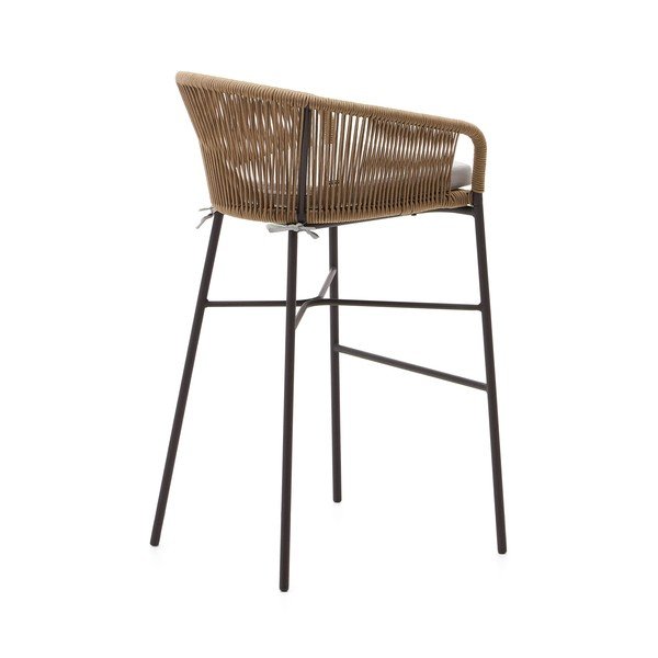Dabīga toņa metāla/polsterēts dārza bāra krēsls Yanet – Kave Home-image-4