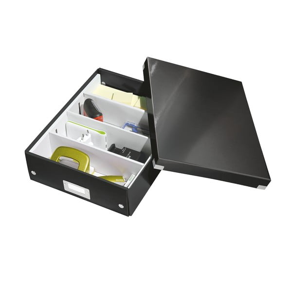 Melna kartona uzglabāšanas kaste ar vāku 28x37x10 cm Click&Store – Leitz