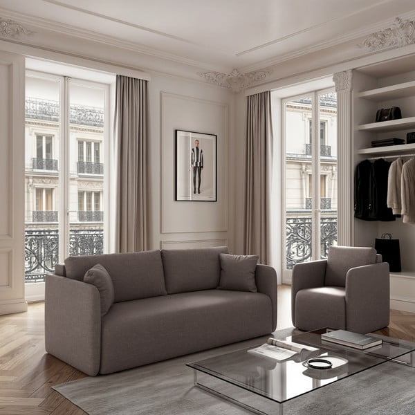 Pelēks salokāms dīvāns 220 cm Chaum – Rodier-image-1