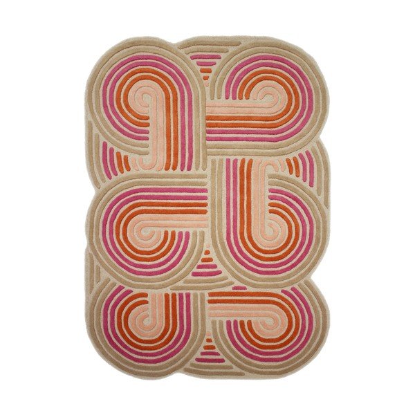 Rozā ar rokām darināts vilnas paklājs 140x200 cm Spiral Shaped  – Flair Rugs