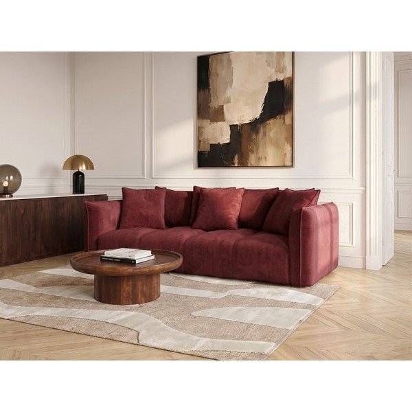 Sarkans dīvāns no šenila auduma Harlem – Bobochic Paris-image-1