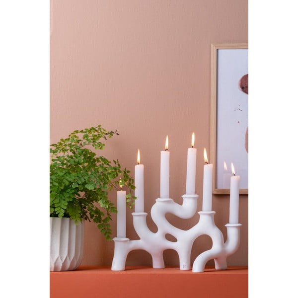 Balts polirezīna svečturis Swirls – PT LIVING-image-1