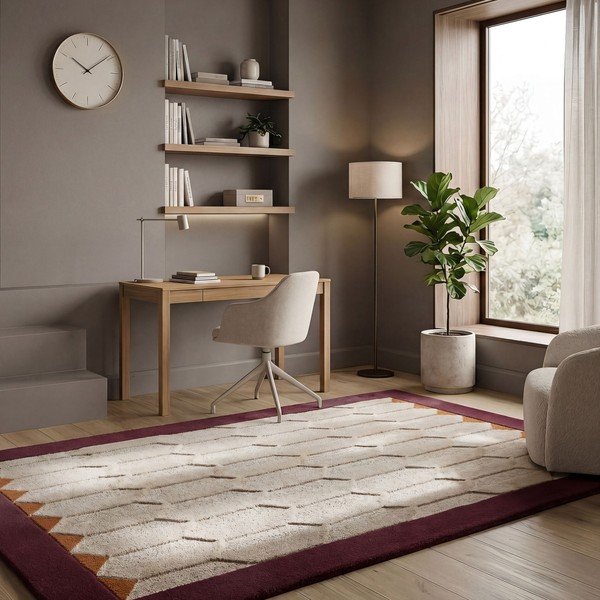 Bordo/dabīga toņa ar rokām darināts vilnas paklājs 200x290 cm Apex Border Wool – Flair Rugs-image-2