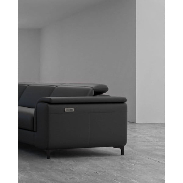 Tumši pelēks ādas stūra dīvāns (kreisais stūris) Brito – MESONICA-image-4