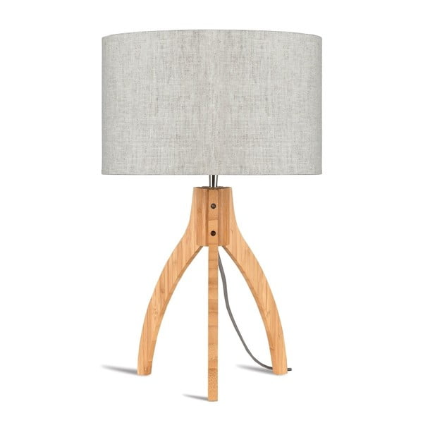 Galda lampa ar gaiši smilškrāsas toni un bambusa struktūru Good&Mojo Annapurna