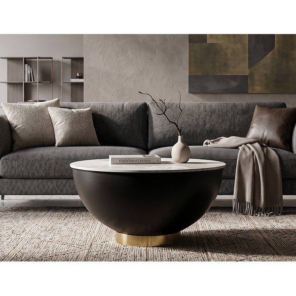 Brūns metāla apaļš žurnālgaldiņš ø 73 cm Glam – Mauro Ferretti-image-1