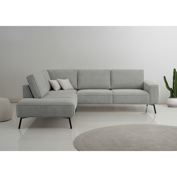 Gaiši pelēks stūra dīvāns no šenila auduma (ar kreiso stūri/L veida) Amsterdam – Scandic-image-1