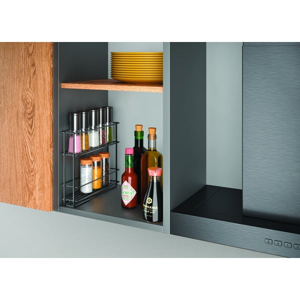 Melns izvelkams sienas plaukts garšvielām Metaltex Lava-image-2