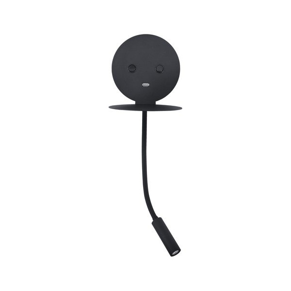 Melna alumīnija LED sienas lampa ar saliekamu konstrukciju/ar USB portu Eclip – Nova Luce