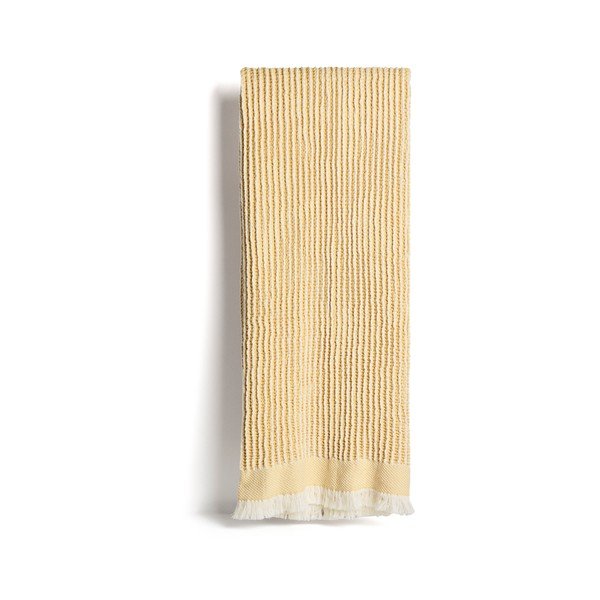 Dzeltens/bēšs kokvilnas adīts pleds 100x170 cm Lideba – Kave Home-image-3