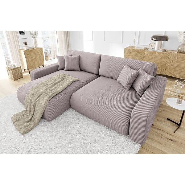 Gaiši rozā velveta salokāms stūra dīvāns (ar maināmu stūri) Sara – Ropez-image-4