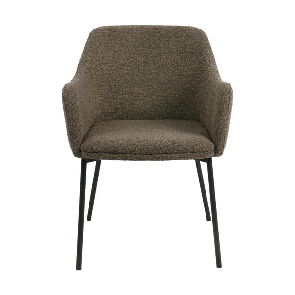 Brūns polsterēts ēdamistabas krēsls ar roku balstiem Melilla – House Nordic-image-3