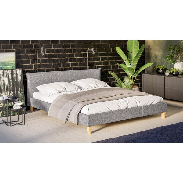 Pelēka mīksta divvietīga gulta ar režģi 180x200 cm Tina – Ropez-image-2