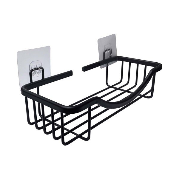 Matēti melns alumīnija vannas istabas plaukts ar uzstādīšanu bez urbšanas Filaire Aluminium – douceur d'intérieur-image-1