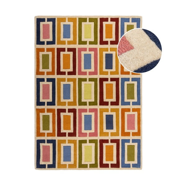 Ar rokām darināts vilnas paklājs 80x150 cm Retro Blocks – Flair Rugs