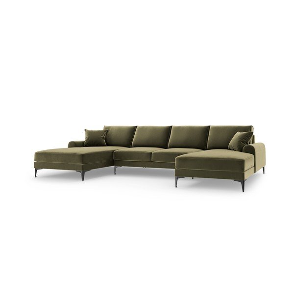 Zaļš samta U veida dīvāns Mazzini Sofas Madara-image-2