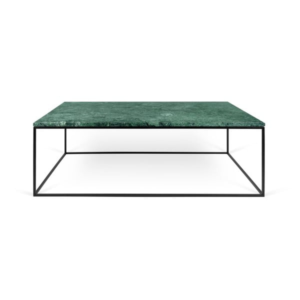 Zaļš marmora kafijas galdiņš ar melnām kājām TemaHome Gleam, 75 x 120 cm