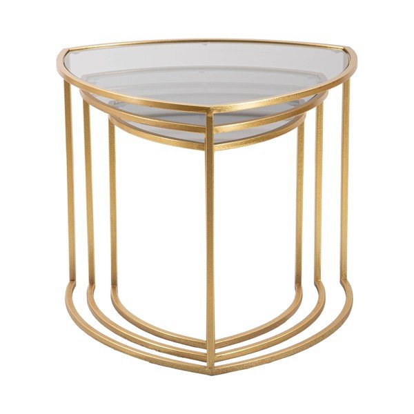 Zelta krāsas apaļi žurnālgaldiņi ar stikla galda virsmu (3 gab.) ø 60 cm Triangle – Mauro Ferretti-image-2