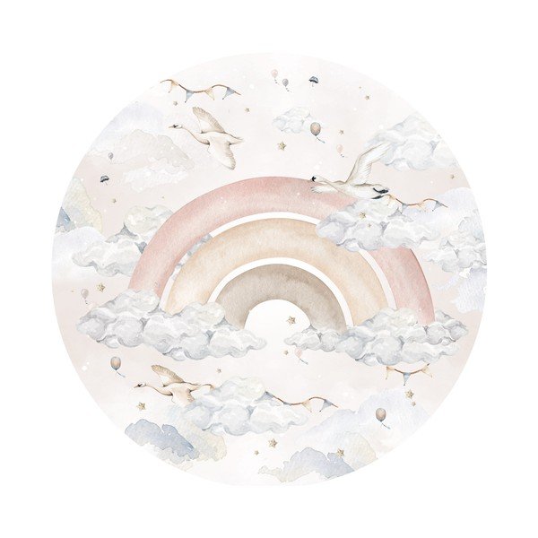 Bērnu sienas uzlīme Dekornik Bright Rainbow in a Circle, ø 150 cm
