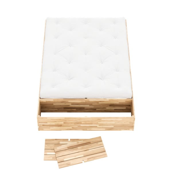 Dabīga toņa priedes masīvkoka divvietīga gulta ar veļas kasti un redelēm 160x200 cm Basement Bed – Karup Design-image-4