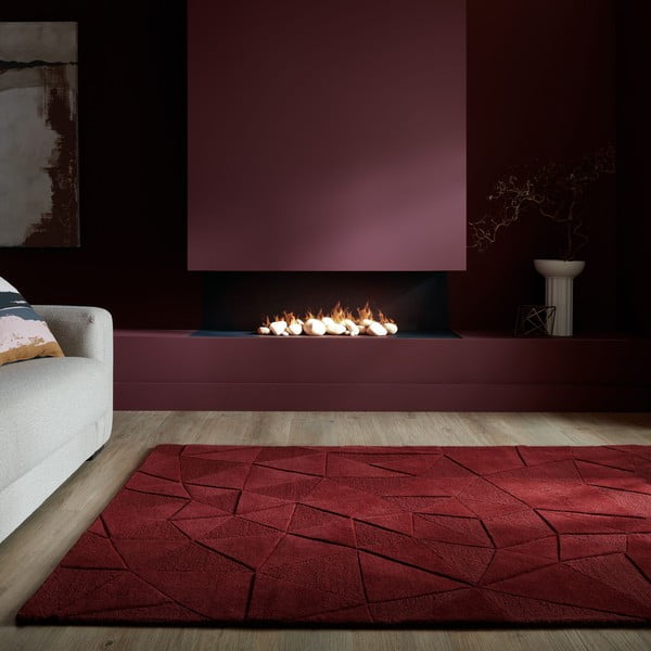 Bordo ar rokām darināts vilnas paklājs 200x290 cm Shard Red – Flair Rugs-image-1