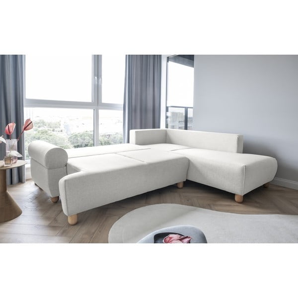 Krēmkrāsas izvelkamais stūra dīvāns (labais stūris) Bouncy Olli – Miuform-image-4