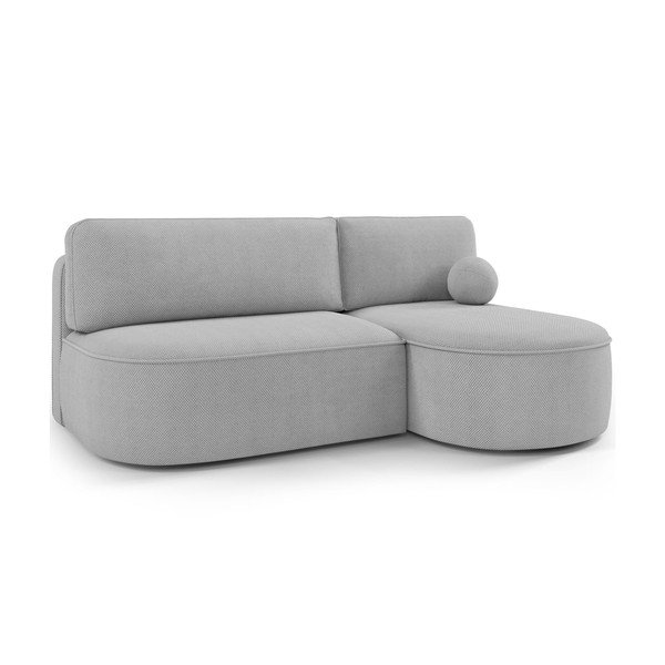 Pelēks salokāms/ar uzglabāšanas vietu stūra dīvāns no šenila auduma (ar labo stūri/ar zvilni) Livosa – ELTAP