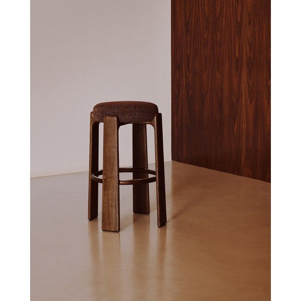 Brūna/tumša dabīga toņa oša masīvkoka bāra taburete (sēdekļa augstums 75 cm) Granite – Kave Home-image-1