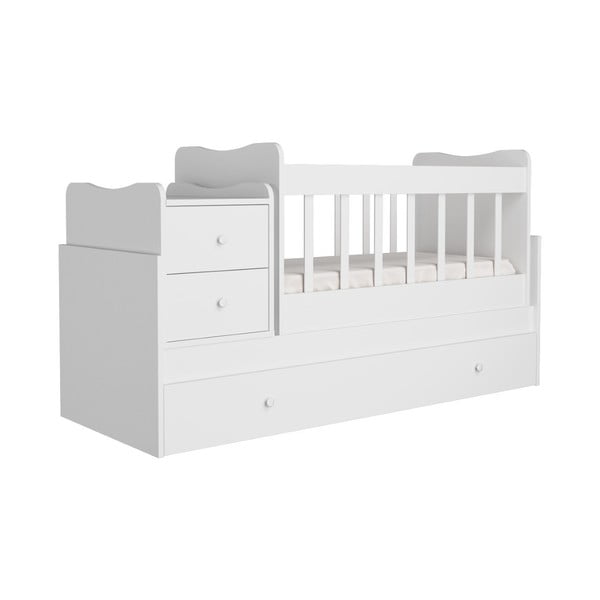 Balta bērnu gultiņa ar veļas kasti 60x120 cm Sansa – Kalune Design